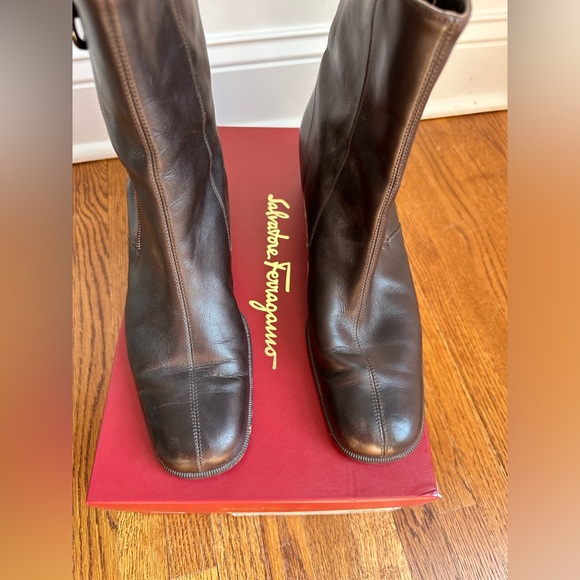 **Salvatore Ferragamo Brown Leather Ankle Boots** - Picture 5 of 11